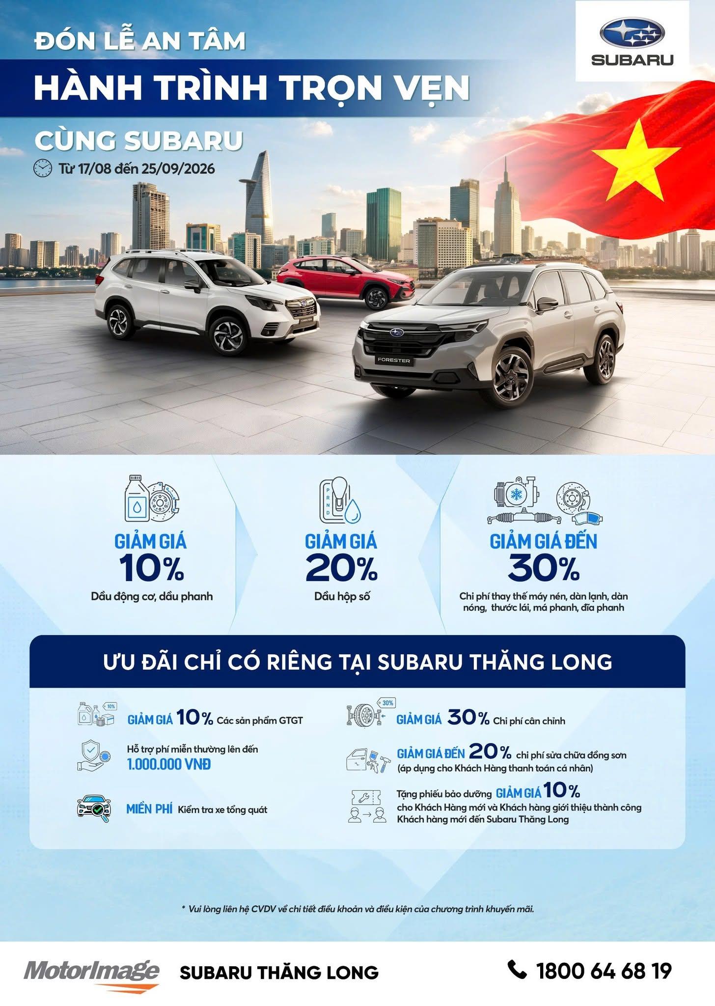 🌟 KHỞI ĐẦU TUẦN MỚI – ĐÓN LỄ AN TÂM, HÀNH TRÌNH TRỌN VẸN CÙNG SUBARU THĂNG LONG